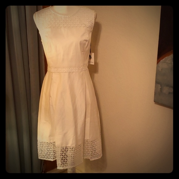 Calvin Klein Dresses & Skirts - Calvin Klein stunning white diamond cut out dress!